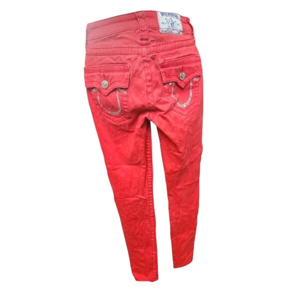 True Religion Red Legging Skinny Jeans Embellished Size 24 - Picture 3 of 9